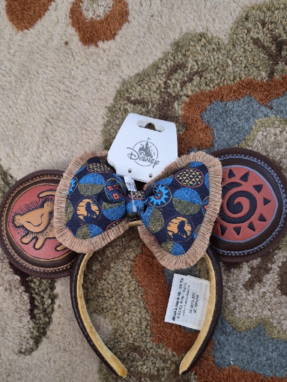 Disney Animal-Themed Leatherette Ears Headband w/ Fringed Bow - Brown & Blue NWT - Picture 4 of 5